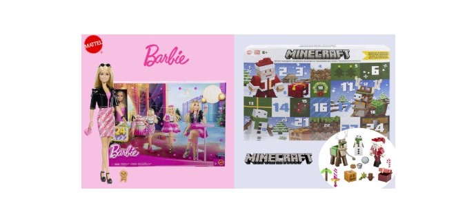 Femme Actuelle: 1 calendrier de l'avent Minecraf + 1 calendrier de l'avent Barbie Fashionista à gagner