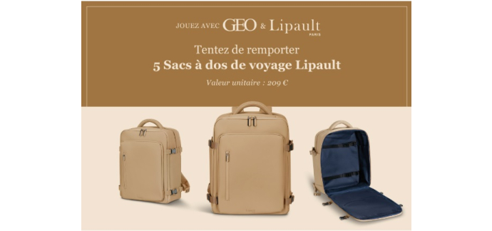 GEO: 5 sacs à dos de voyage coloris Sandstone à gagner