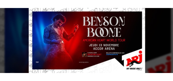 NRJ: 2 lots de 2 invitations pour le concert de Benson Boone à gagner