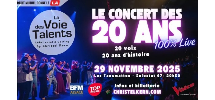 BFMTV: 2 invitations VIP pour le concert des 20 ans de La Voie des Talents à gagner