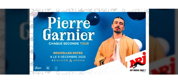 NRJ: 9 lots de 2 invitations pour le concert de Pierre Garnier à gagner