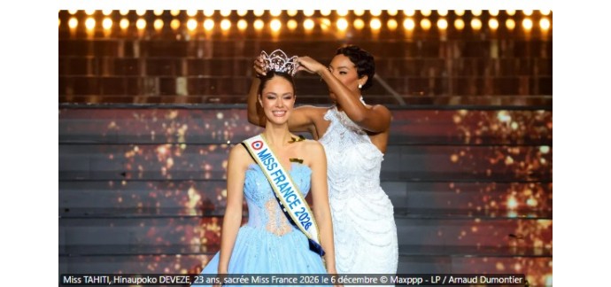 France Bleu: 1 lot de 2 invitations pour une rencontre privil&eacute;gi&eacute;e avec Miss France 2026 &agrave; gagner