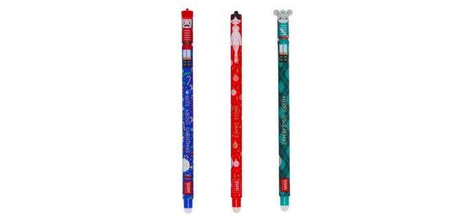 Amazon: Lot de 3 stylos gel effa&ccedil;ables Legami (No&euml;l) &agrave; 7,95&euro;