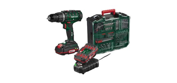 LIDL: Perceuse-visseuse sans fil PARKSIDE PABS 20-Li G8 - 45 Nm, 2 batteries, 70 accessoires &agrave; 59,99&euro;