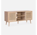 Sweeek: Meuble TV en cannage 120x39x56,5cm, 2 niveaux de rangement à 89,99€ (au lieu de 129,99€)