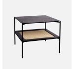 Sweeek: Table basse carrée noire - cannage, bois hêtre, MDF 60x60x52 cm à 39,99€ (au lieu de 89,99€)