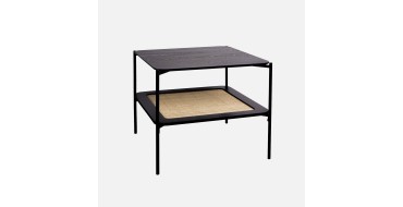 Sweeek: Table basse carr&eacute;e noire - cannage, bois h&ecirc;tre, MDF 60x60x52 cm &agrave; 39,99&euro; (au lieu de 89,99&euro;)