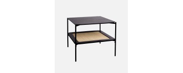 Sweeek: Table basse carr&eacute;e noire - cannage, bois h&ecirc;tre, MDF 60x60x52 cm &agrave; 39,99&euro; (au lieu de 89,99&euro;)