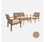 Sweeek: Salon de jardin bois d'acacia 4 places cannage rond à 224,99€ (au lieu de 249,99€)