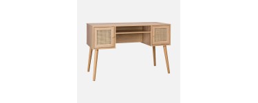 Sweeek: Bureau cannage bois 2 portes - 120x55cm &agrave; 98,99&euro; (au lieu de 149,99&euro;)