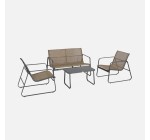 Sweeek: Salon de jardin métal et textilène 4 places anthracite/naturel à 89,99€ (au lieu de 109,99€)
