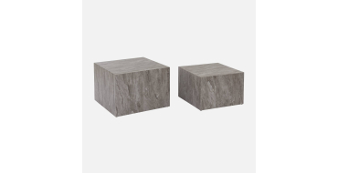 Sweeek: Tables basses effet marbre gris - lot de 2, MDF, 50x50cm et 58x58cm &agrave; 104,99&euro; (au lieu de 149,99&euro;)