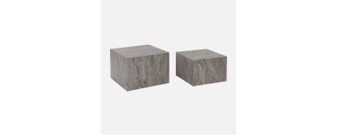 Sweeek: Tables basses effet marbre gris - lot de 2, MDF, 50x50cm et 58x58cm &agrave; 104,99&euro; (au lieu de 149,99&euro;)