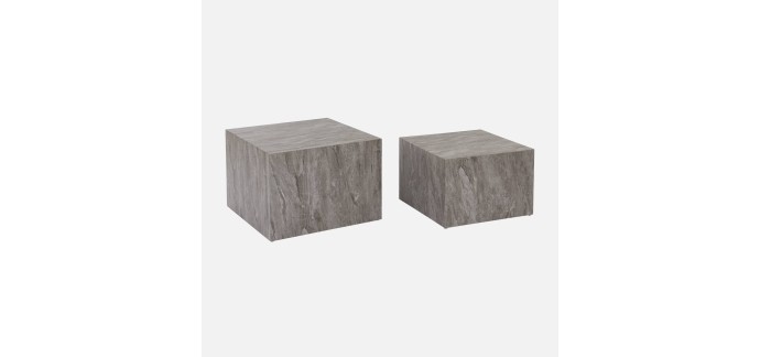 Sweeek: Tables basses effet marbre gris - lot de 2, MDF, 50x50cm et 58x58cm &agrave; 104,99&euro; (au lieu de 149,99&euro;)