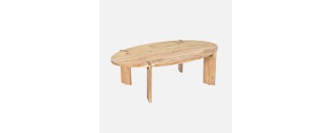 Sweeek: Table basse ovale en bois d'acacia naturel 120x65x36 cm &agrave; 143,99&euro; (au lieu de 179,99&euro;)