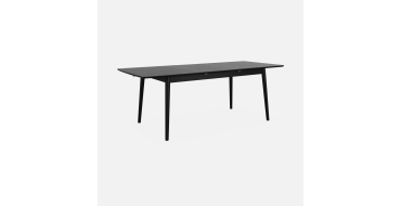 Sweeek: Table &agrave; manger extensible noire 6-8 places, MDF et placage ch&ecirc;ne &agrave; 299,99&euro; (au lieu de 399,99&euro;)