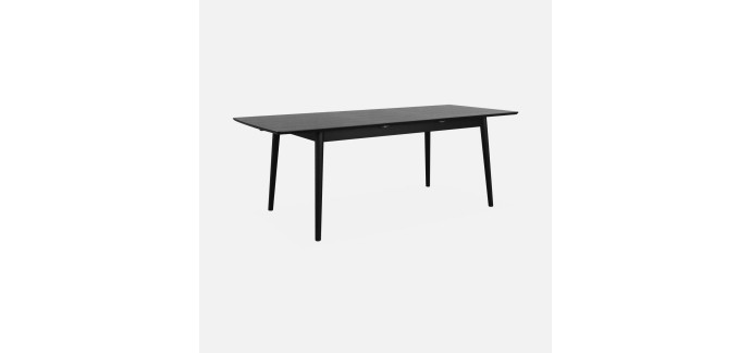 Sweeek: Table &agrave; manger extensible noire 6-8 places, MDF et placage ch&ecirc;ne &agrave; 299,99&euro; (au lieu de 399,99&euro;)