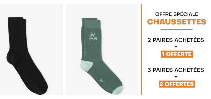 Jules: 3 paires de chaussettes achet&eacute;es = 2 paires suppl&eacute;mentaires offertes