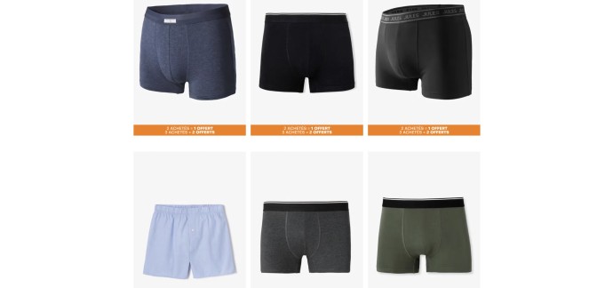 Jules: 3 boxers/cale&ccedil;ons achet&eacute;s = 2 offerts
