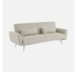 Sweeek: Canapé convertible 3 places velours côtelé gris clair, structure eucalyptus à 349,99€