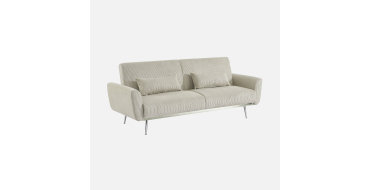Sweeek: Canap&eacute; convertible 3 places velours c&ocirc;tel&eacute; gris clair, structure eucalyptus &agrave; 349,99&euro;