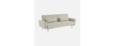Sweeek: Canap&eacute; convertible 3 places velours c&ocirc;tel&eacute; gris clair, structure eucalyptus &agrave; 349,99&euro;