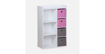 Sweeek: Meuble de rangement enfant Camille blanc - 7 compartiments, 4 paniers &agrave; 59,49&euro; (au lieu de 69,99&euro;)