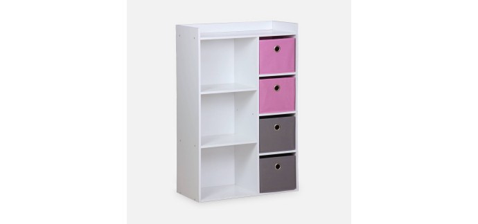 Sweeek: Meuble de rangement enfant Camille blanc - 7 compartiments, 4 paniers &agrave; 59,49&euro; (au lieu de 69,99&euro;)