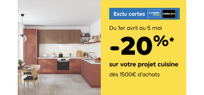Castorama: -20% d&egrave;s 1500&euro; d'achats en rayon Cuisine