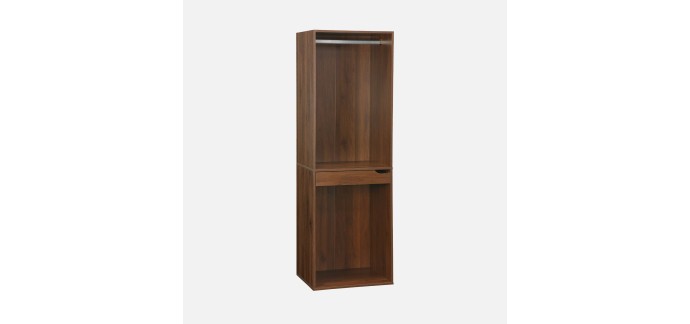 Sweeek: Module dressing penderie noyer - L 60 x P 45 x H 180 cm &agrave; 89,69&euro; (au lieu de 129,99&euro;)