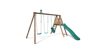 Cdiscount: Aire de jeux en bois ANKARA - 3 agr&egrave;s, si&egrave;ge b&eacute;b&eacute; LILLY, toboggan &agrave; 299,99&euro;