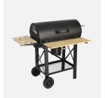 Sweeek: Barbecue charbon de bois grill et fumoir américain acier noir - 2468 cm², 10-12 couverts à 93,49€