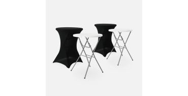 Sweeek: Lot de 2 tables mange-debout pliantes &Oslash;81cm + 2 housses &agrave; 79,99&euro; (au lieu de 99,99&euro;)