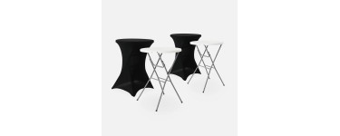 Sweeek: Lot de 2 tables mange-debout pliantes &Oslash;81cm + 2 housses &agrave; 79,99&euro; (au lieu de 99,99&euro;)