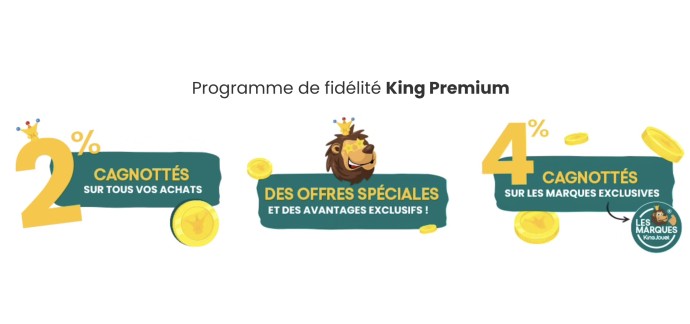 King Jouet: Programme de fidélité King Premium : cagnotte 2-4% et 5€ offerts dès 35€ à l'adhésion