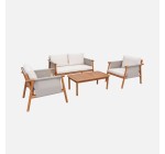 Sweeek: Salon de jardin bois d'acacia 4 places avec tissu beige 230g/m² à 539,99€ (au lieu de 599,99€)