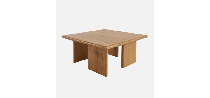 Sweeek: Table basse carr&eacute;e MDF effet ch&ecirc;ne 80x80x36cm &agrave; 116,99&euro; (au lieu de 129,99&euro;)