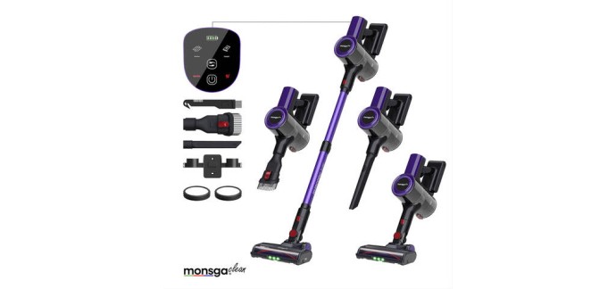 JoyBuy: MonsgaClean M100 Aspirateur sans fil sur pied - 55 000 Pa, 50 min &agrave; 59,99&euro; (au lieu de 169,99&euro;)