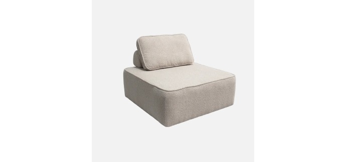 Sweeek: Chauffeuse modulable tissu bouclette 1 place beige - 280 g/m&sup2;, 110 kg max &agrave; 149,99&euro;