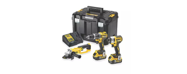 Screwfix: Pack de 3 outils sans fil DeWalt 18V Li-ion XR 2x5Ah &agrave; 529,99&euro; (au lieu de 629,99&euro;)