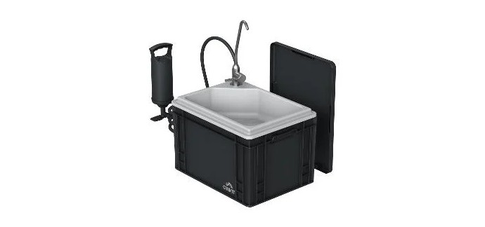 LIDL: CRIVIT Lavabo mobile - 5L eau propre, 5L eaux us&eacute;es, pompe manuelle &agrave; 34.99&euro; (au lieu de 39.99&euro;)