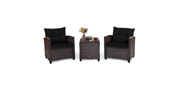 Cdiscount: Salon de jardin rotin 3 pi&egrave;ces - 2 fauteuils + table verre &agrave; 219,99&euro; (au lieu de 339,99&euro;)