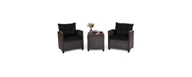 Cdiscount: Salon de jardin rotin 3 pi&egrave;ces - 2 fauteuils + table verre &agrave; 219,99&euro; (au lieu de 339,99&euro;)