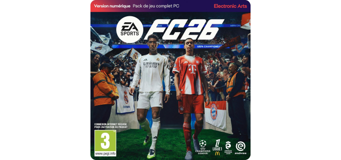 Amazon: EA Sports FC 26 (PC D&eacute;mat&eacute;rialis&eacute;) &agrave; 14&euro; (au lieu de 20,99&euro;)