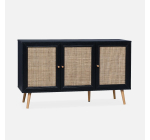 Sweeek: Buffet de rangement en cannage noir 120x39x70cm &agrave; 118,99&euro; (au lieu de 169,99&euro;)