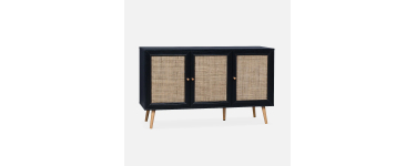 Sweeek: Buffet de rangement en cannage noir 120x39x70cm &agrave; 118,99&euro; (au lieu de 169,99&euro;)