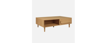Sweeek: Table basse vintage d&eacute;cor bois de ch&ecirc;ne 1 tiroir 2 niches 120cm &agrave; 95,99&euro; (au lieu de 119,99&euro;)