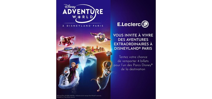 E.Leclerc: 4 billets pour un Parc Disney &agrave; Disneyland Paris &agrave; gagner