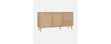 Sweeek: Buffet 2 portes + 1 &eacute;tag&egrave;re + 3 tiroirs - L 150cm, style boh&egrave;me &agrave; 209,99&euro; (au lieu de 299,99&euro;)