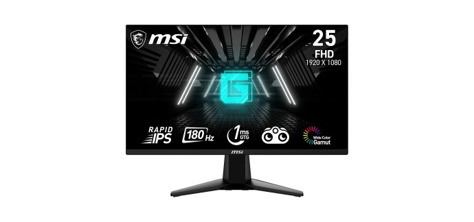 Amazon: Ecran PC gamer MSI G255F 24,5" FHD 180Hz 1ms &agrave; 69,99&euro; (au lieu de 89,99&euro;)